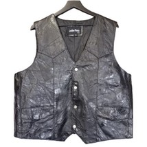 Leather Works Black Patchwork Motorcycle Biker Vest Men’s XL Snap Up - £27.07 GBP