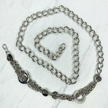 Silver Tone Multi Strand Hammered Metal Chain Link Belt One Size OS - £15.50 GBP
