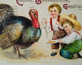 Thanksgiving Postcard Unsigned Ellen Clapsaddle Country Kids Wilkesbarre PA 1908 - £7.74 GBP