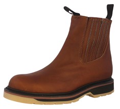 Mens Soft Toe Work Boots Leather Pull On Shock Absorbing Slip Resistant Tan - £51.76 GBP