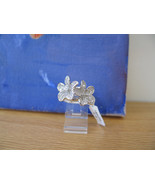 2 SPRING FLOWER CUBIC ZIRCONIA SILVER TONE FASHION STATEMENT RING SIZE 9 - £15.29 GBP