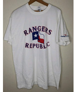 Vintage Texas Rangers Republic Jerzees T-Shirt Mens XL White Stadium Giv... - $318.73 MXN