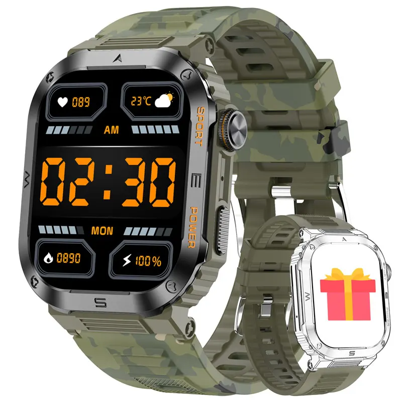 Military Smart Watch for Men with Bluetooth Call 100+ Sports Modes Activ... - £47.20 GBP