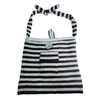 Striped Wool Sweater Purse Crossbody Handbag Blue Brown 12 Inch Handmade - £22.15 GBP