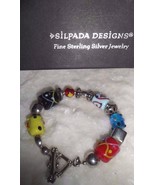 Silpada Colorful Lampwork Sterling Silver Glass Bead Bracelet B0871 - $1,025.65 MXN
