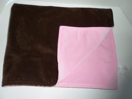 Kidsline Pink &amp; Brown Soft Minky Plush Baby Blanket - £30.83 GBP