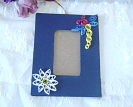 Handcrafted Blue Dragonfly Hanging Picture Frame Paper Quill - £12.02 GBP