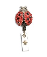 RED AND BLACK LADYBUG ID REEL WITH RHINESTONES - £9.59 GBP