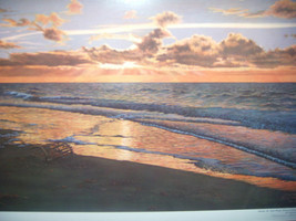 Norman Gautreau &quot;Sunset at Nail Pond&quot; Prince Edward Island Canada Beautiful sky - £45.93 GBP