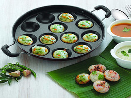 Appam Maker Patra 12 Pit Appa Maker with Stainless Steel Lid Non-Stick A... - $46.59