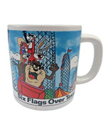 Vintage Six Flags Over Texas Mug 1989 80s Looney Tunes Taz Bugs Bunny Wi... - $18.49