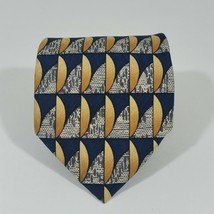 Robert Talbott Studio Men&#39;s Silk Neck Tie Blue Yellow Gray Geometric - £15.21 GBP