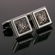 Cufflinks for Him, Silver Square Vintage Cufflinks KC10103 ** Free Gift ** - $17.99