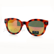 Womens Fashion Sunglasses Round Horn Rim Color Tortoise Mirror Lens - £13.32 GBP