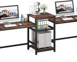 Two Person Desk, 96.9 Double Computer Desk With Printer Storage Shelf, L... - £262.42 GBP