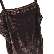 Vintage Top Unique Spectrum 1X Brown Velveteen Cami adjustable strap embellished - £18.49 GBP