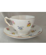CROWN STAFFORDSHIRE (England) Multi-Colored Floral Pattern Tea Cup &amp; Sau... - £9.16 GBP
