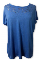 Design History Women&#39;s Missy Blue Studded Rhinestone Blouse NWT - $13.00