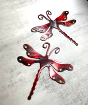 Dragonfly Pair Royal Red Tinged Copper - Metal Wall Art - 7&quot; x 6 3/4&quot; - £21.17 GBP