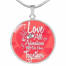 I Love All The Adventures We Have Together (Travel) Circle Necklace Engraved 18k - £55.35 GBP