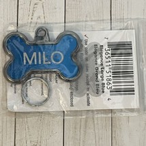 Bone Shape Blue Dog Tag Collar Charm &quot;MILO&quot; NEW - £7.18 GBP