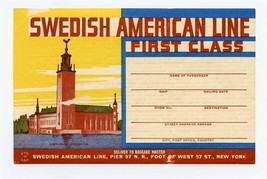 Swedish American Line First Class Unused Luggage Label - £14.01 GBP