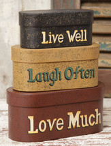 3B1124-Live Laugh Love Set of 3 Boxes Paper Mache&#39; - £19.94 GBP