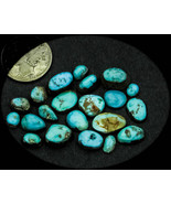 27.0 cwt Vintage Pilot Mountain lot of 21 Turquoise Cabochons - £61.62 GBP