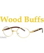 New Oval Wood Buffs Unisex clear glasses Oval UV400 Lenses and Gold frame RICH - $28.81