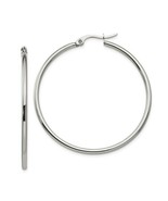 Stainless Steel Polished 37mm Diameter 2mm Hoop Earrings - $37.22