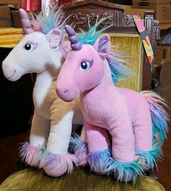 Build A Bear Fairy Pink, White &amp; Pastel Rainbow Unicorn Plush Toy 15&quot; Lo... - £22.92 GBP