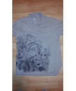 K-LOVE Vintage style Gray short sleeve polo shirt Soft cotton polo shirt L - £2.30 GBP