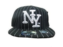 New York City Stripe Fitted Baseball Cap Hat  NWT MED - £15.40 GBP