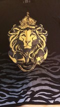 Mens Black short sleeve T shirt Black Gold Lion Print short sleeve T-Shirt L - £13.61 GBP
