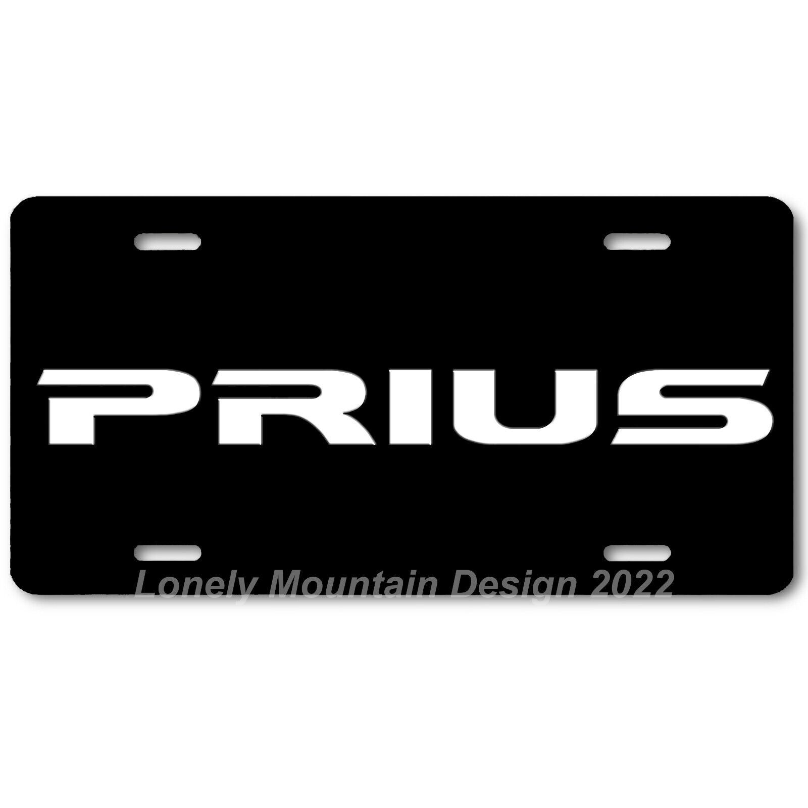 Primary image for Toyota Prius Inspired Art White on Black FLAT Aluminum Novelty License Tag Plate
