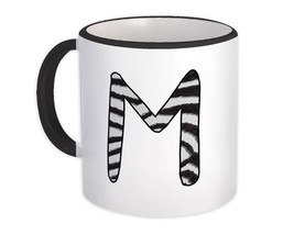 Monogram Letter M : Gift Mug Zebra Letter Initial ABC Animal Print Gift - $15.90