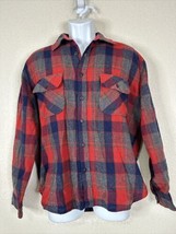Vtg Fieldmaster Men Size L 16/16.5 Red Plaid Flannel Shirt Long Sleeve P... - $10.02