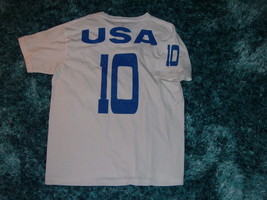 Mens blue white short sleeve soccer T shirt USA white short sleeve soccer tee LG - £13.59 GBP