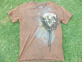 Last Hold Brown Short Sleeve V Neck T Shirt Mens Fashion V Neck T Shirt M - £13.38 GBP