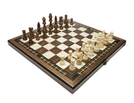 Chess set Tournament 4 Mosaic Brown - Handmade Wooden Chess Set - High Quality - £79.54 GBP