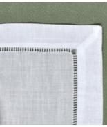 Cocktail Napkins SET/6 White 100% European Linen Hemstitch 6 x 6 Square New - £17.58 GBP