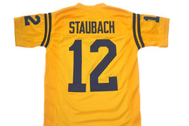 Roger Staubach Navy New Men Custom Football Jersey Yellow Any Size - £31.96 GBP