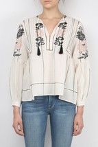 Ulla Johnson Damen-Tunika-Oberteil Flora Dalia mit Blumenmuster bestickt mit ... - £74.54 GBP