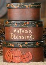 3B1232bm - Autumn Blessings Pumpkin set of 3 paper mache' - $11.95