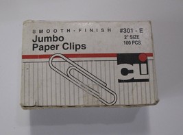 VTG Nickel Plated Jumbo Paper Clips 2&quot;, 100ct Silver Smooth Finish - £2.45 GBP