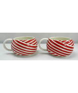 Set of 2 Starbucks Red &amp; White Ribbon Mugs - Ball of Yarn Coffee Cups 2013 - £18.90 GBP