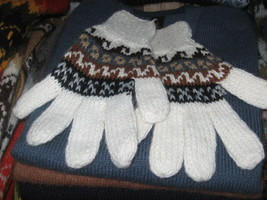 Alpaca wool finger gloves, warm mittens in standart size - $21.00