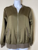 Topshop Womens Size 4 Army Green Full Zip Solid Jacket Pockets - $8.69