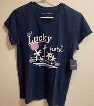 RARE Women’s Juniors Lucky Brand T Shirt The Lucky Hotel S 34” Small Blu... - £11.35 GBP