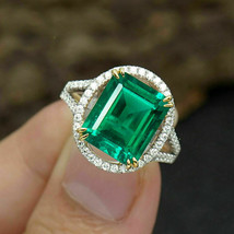 Anello di fidanzamento con alone verde smeraldo da 2,65 ct con finitura in... - £116.43 GBP